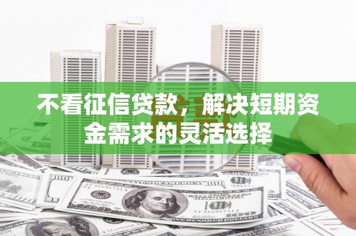 全椒不看征信贷款，解决短期资金需求的灵活选择