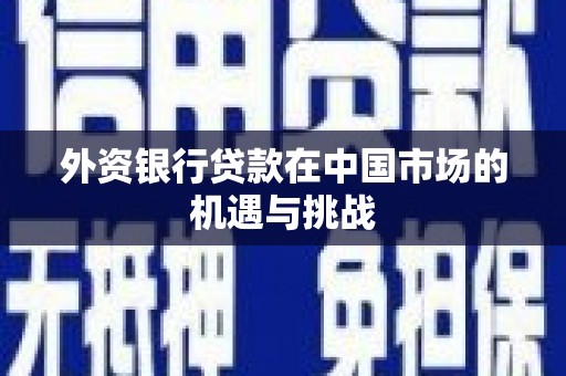 全椒外资银行贷款在中国市场的机遇与挑战