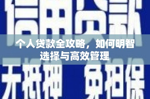 全椒个人贷款全攻略，如何明智选择与高效管理